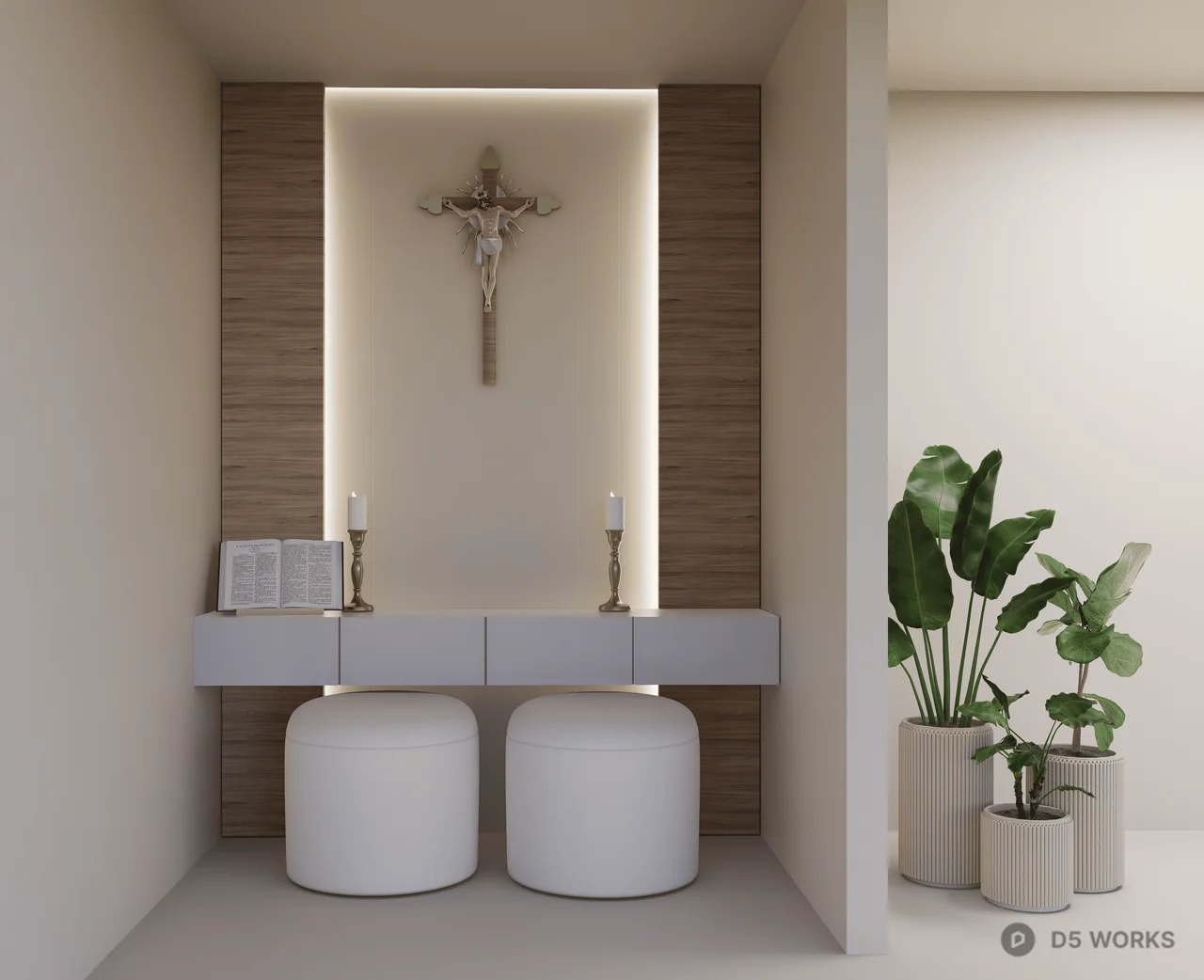 Modern Minimalist Home Prayer Altar Niche 3d model - Image 1