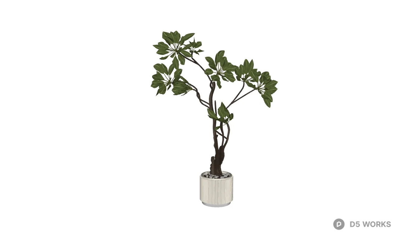 Artificial Potted Plant With Ribbed Ceramic Planter 3d model thumbnail 2