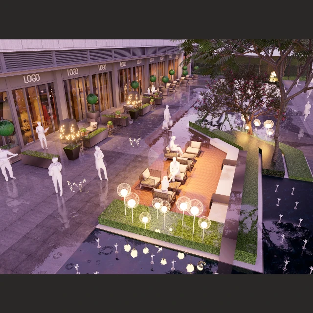 Modern Urban Commercial Plaza Landscape Design 3d model