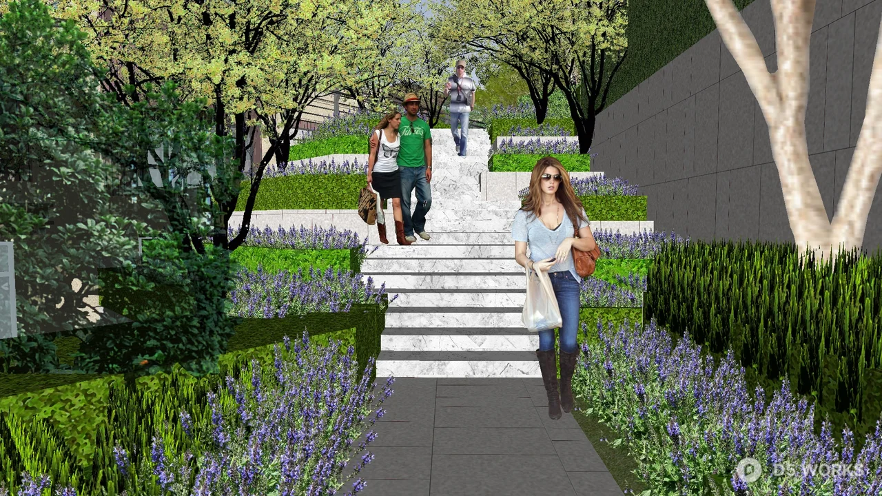 Modern Residential Garden Pathway With Lush Greenery 3d model thumbnail 5