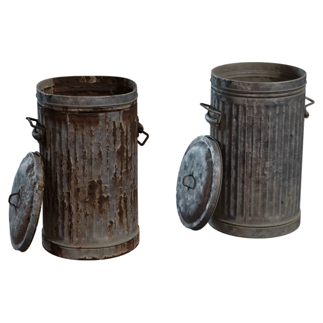 Vintage Rusty Corrugated Metal Canisters 3d model