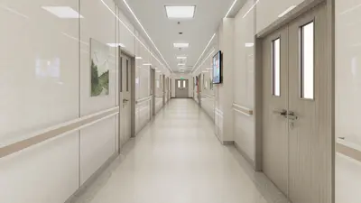 Modern Corridor With Wall Handrails 3d model