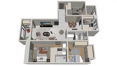 Modern Quiet Luxury Indoor Aerial View