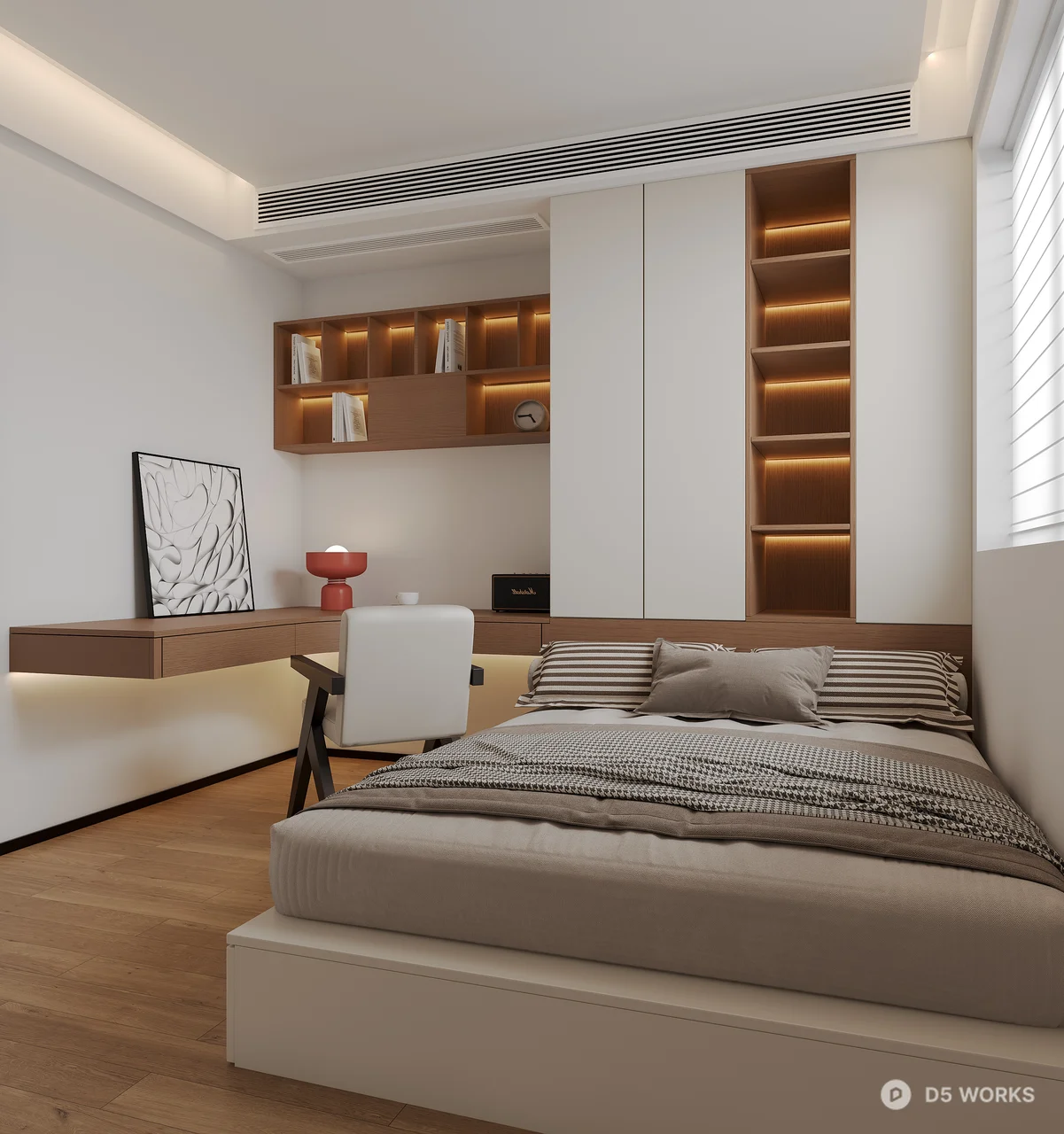 Minimalist Bedroom with Ambient Lighting 3d model thumbnail 3