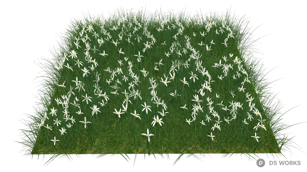 Floral Grass Mat With White Blossoms 3d model - Image 1