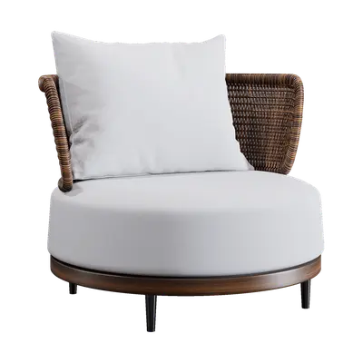 Modern White Fabric Single Lounge Chair 3d model
