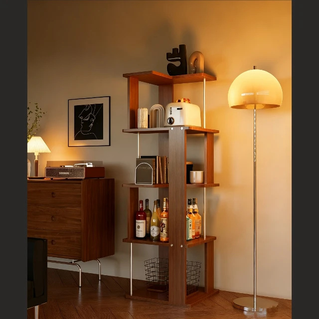 Modern Geometric Wooden Display Bookshelf 3d model