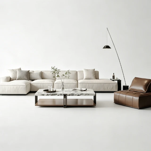 Modern Minimalist Living Room Furniture Set 3d model