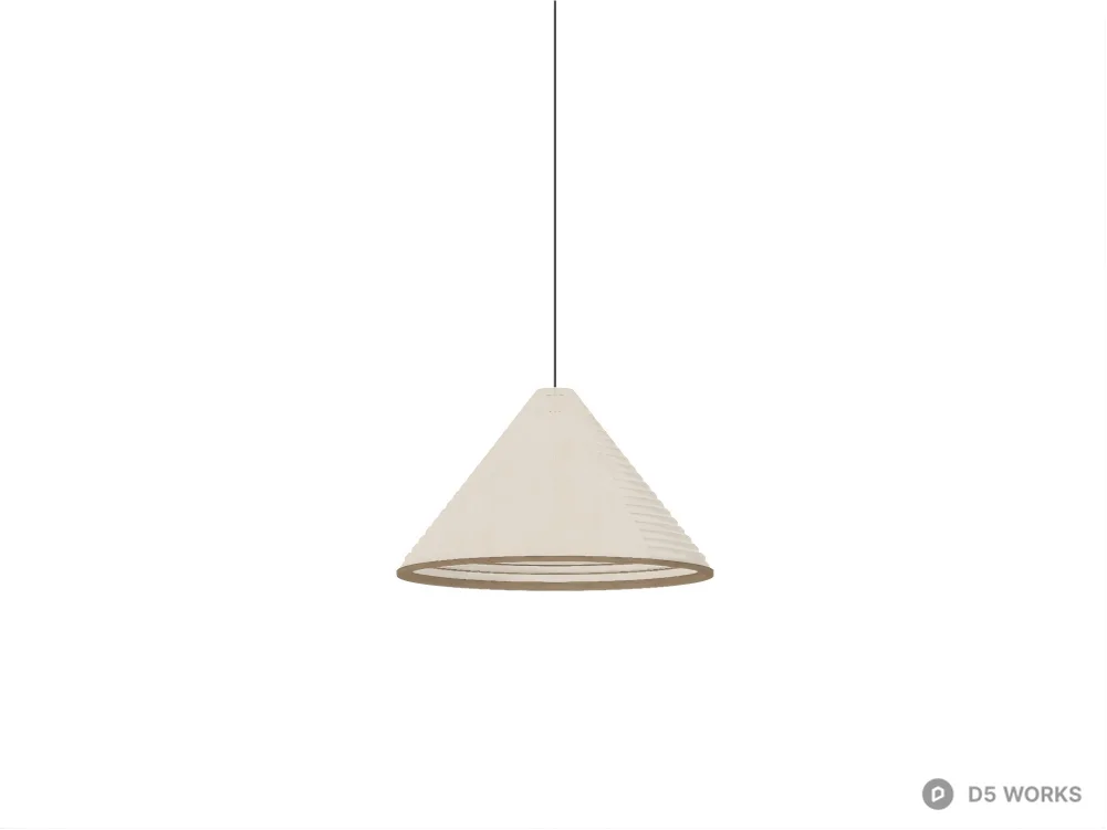 Minimalist Conical Washi Paper Pendant Light 3d model thumbnail 2