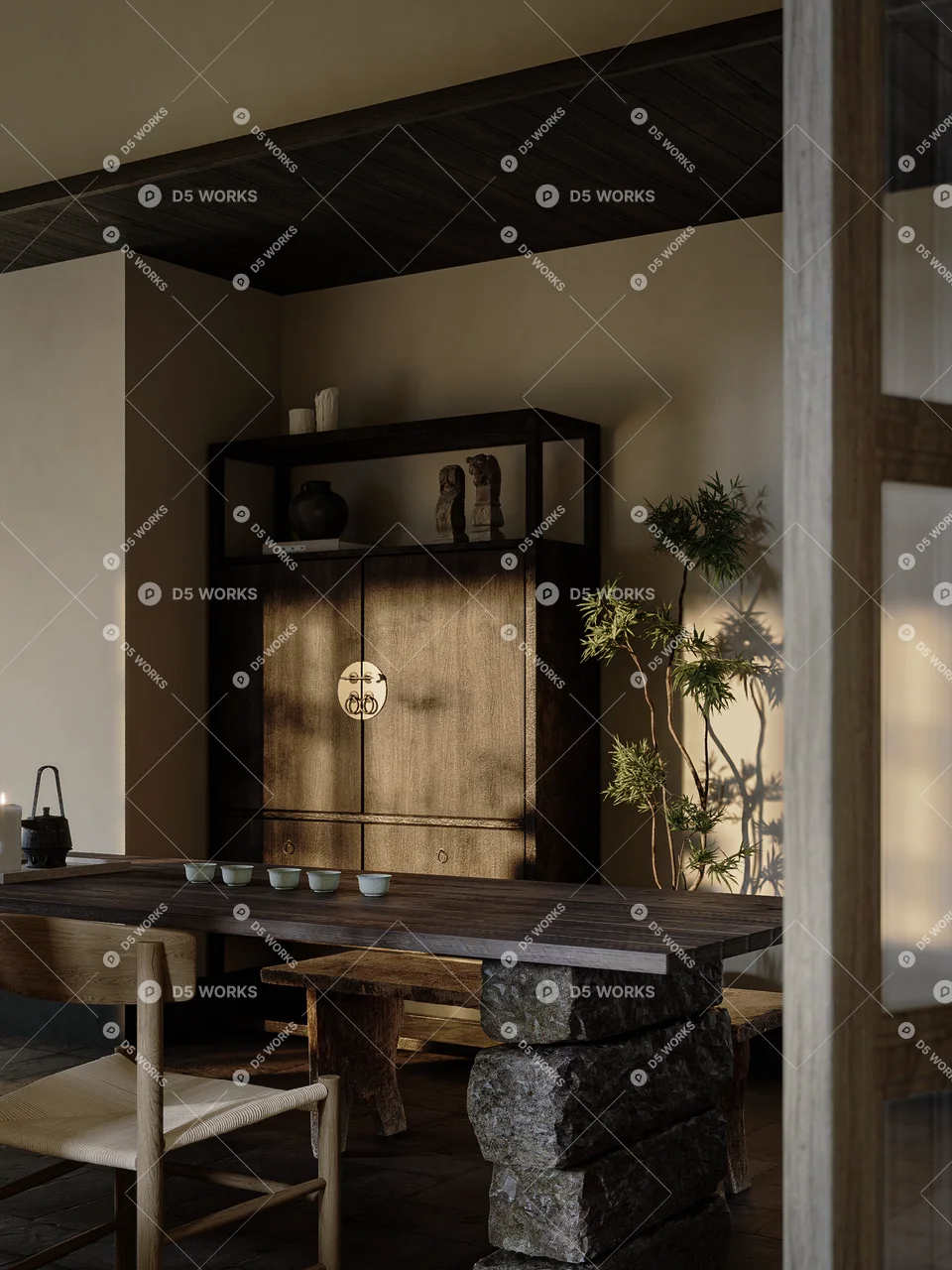 New Chinese Tea Room 3d model thumbnail 4