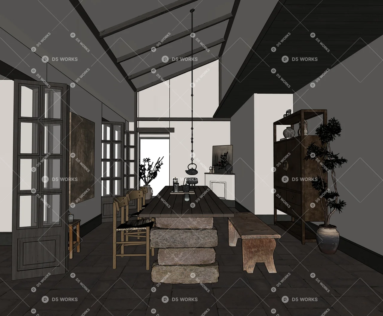 New Chinese Tea Room 3d model thumbnail 5