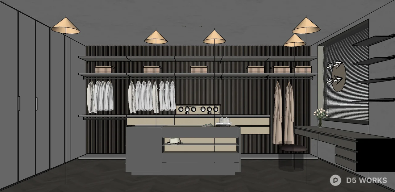Modern Minimalist Walk-In Closet With Integrated Lighting 3d model thumbnail 2