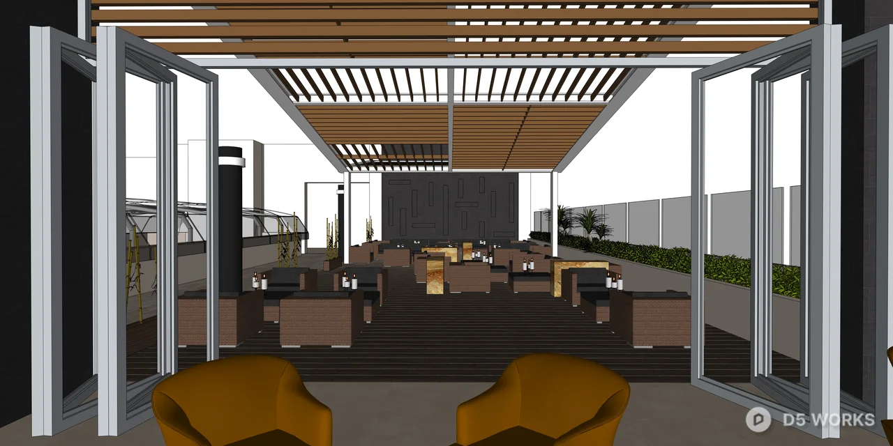 Luxury Modern Waterfront Lounge Interior Scene 3d model thumbnail 3