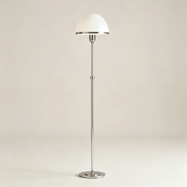 Mid-Century Modern Chrome Floor Lamp with Dome Shade 3d model