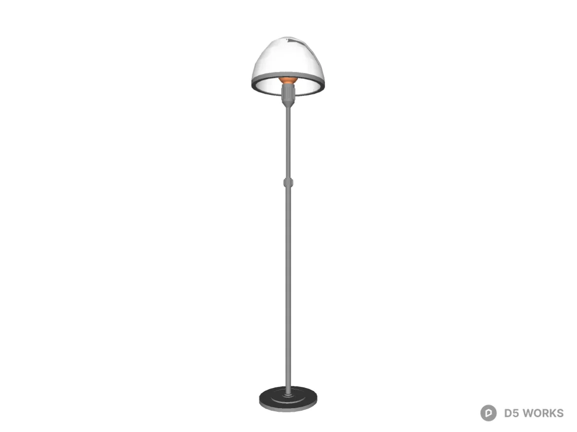 Mid-Century Modern Chrome Floor Lamp with Dome Shade 3d model thumbnail 2