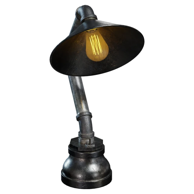 Industrial Pipe Desk Lamp with Edison Bulb 3d model