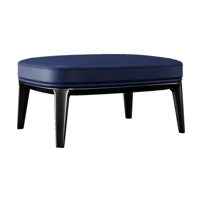 Modern Blue Leather Single Sofa Footstool