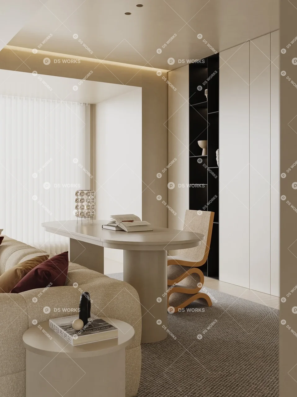 Contemporary Living & Dining Room 3d model thumbnail 4