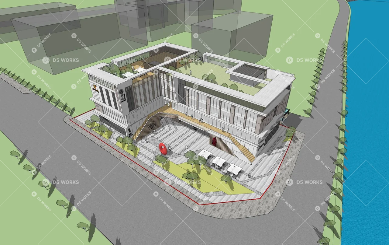 Modern Commercial Buildings 3d model thumbnail 2