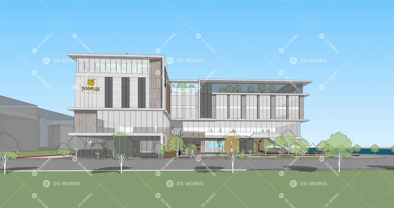 Modern Commercial Buildings 3d model thumbnail 4