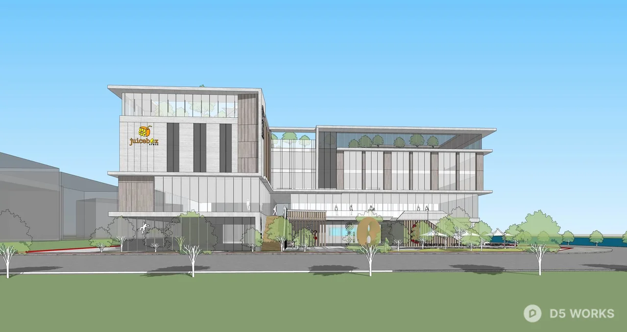Modern Commercial Complex With Rooftop Garden 3d model thumbnail 4