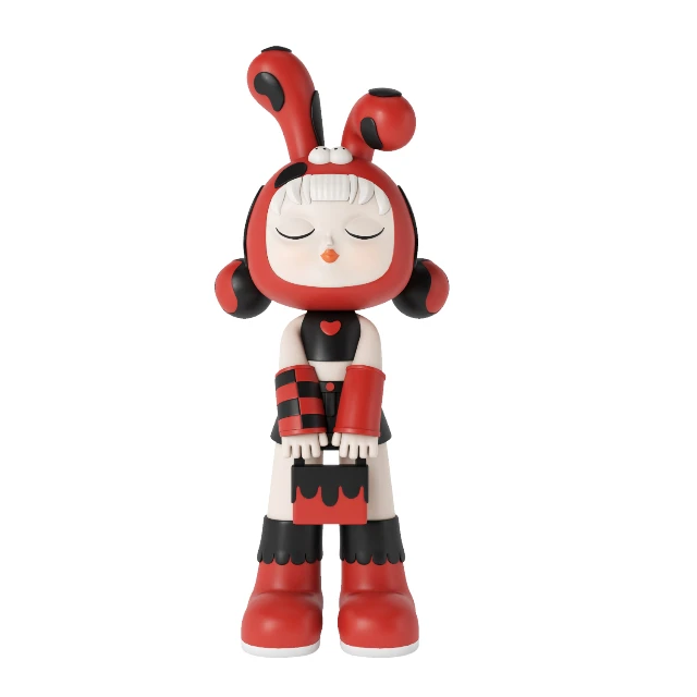 Stylized Red Rabbit Girl Designer Toy Figure 3d model