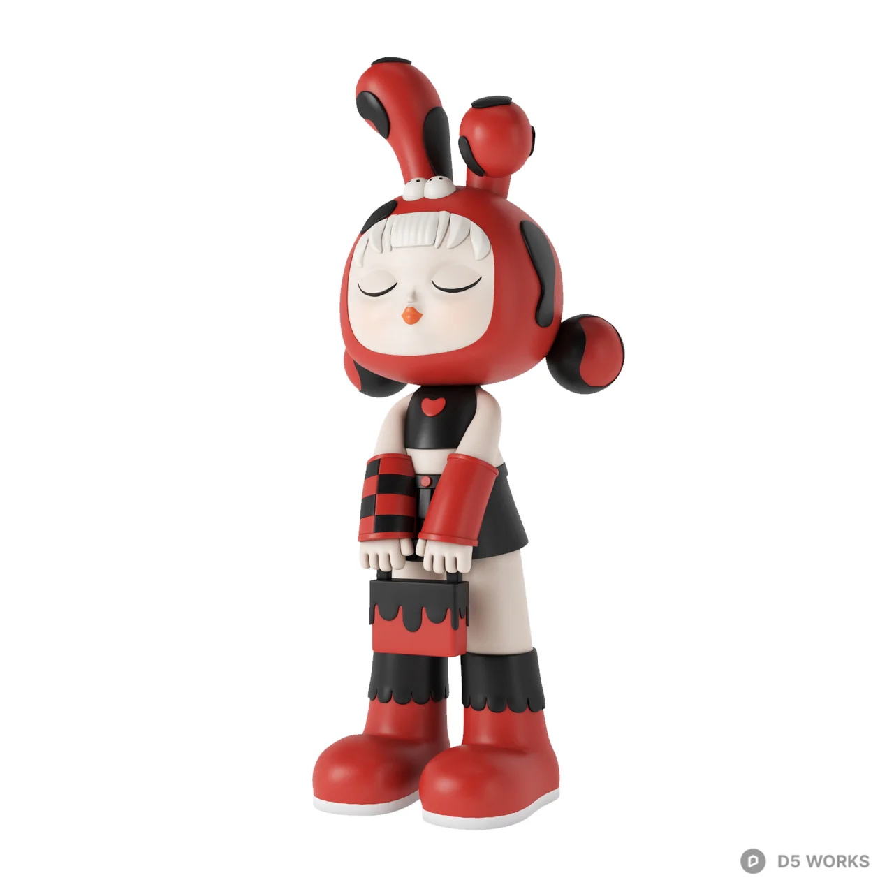Stylized Red Rabbit Girl Designer Toy Figure 3d model thumbnail 4