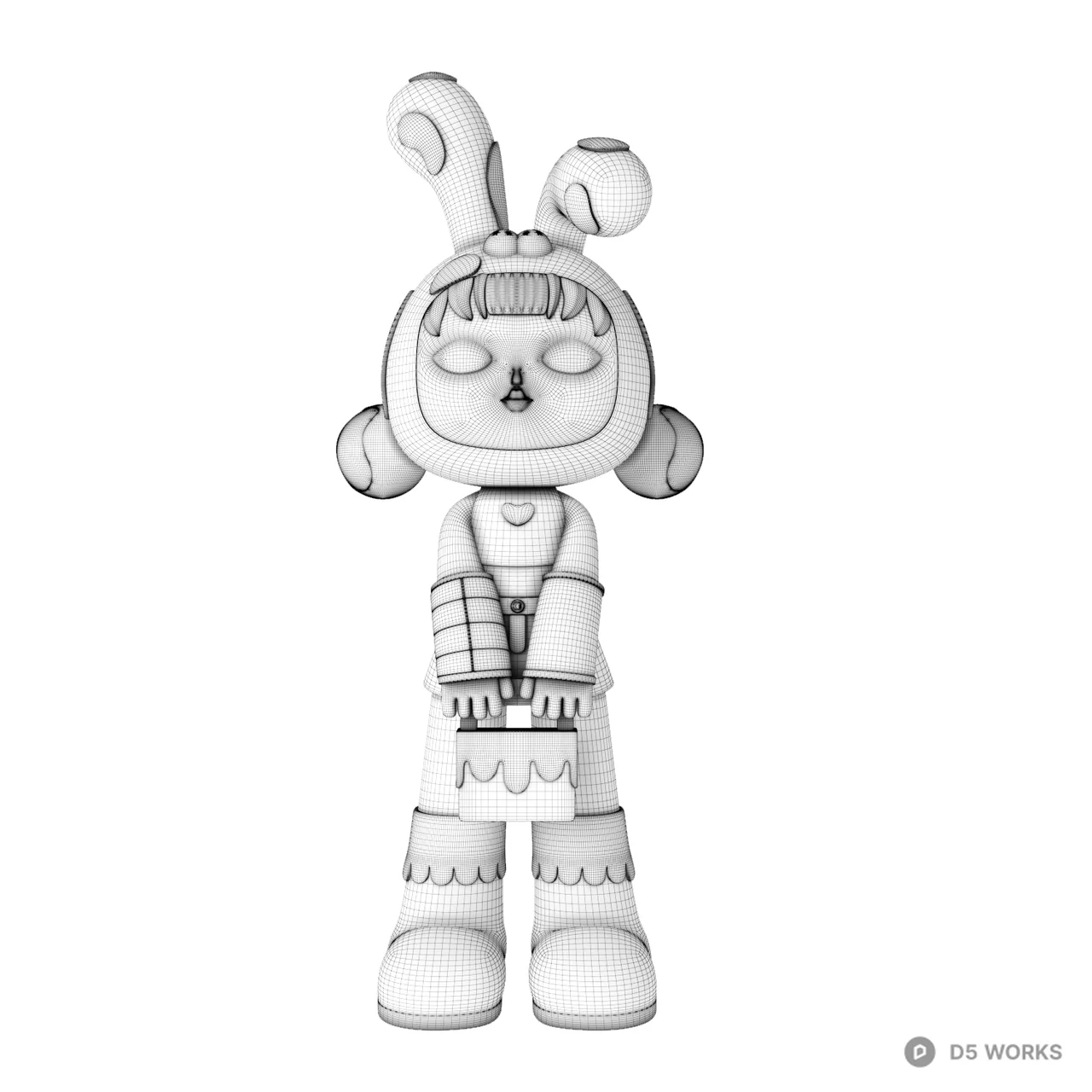 Stylized Red Rabbit Girl Designer Toy Figure 3d model thumbnail 5