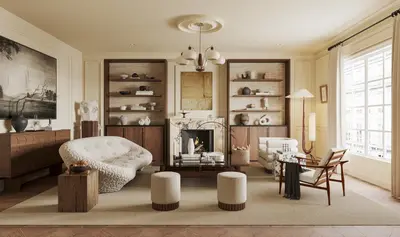 Mid-Century Modern Home Living Room 3d model