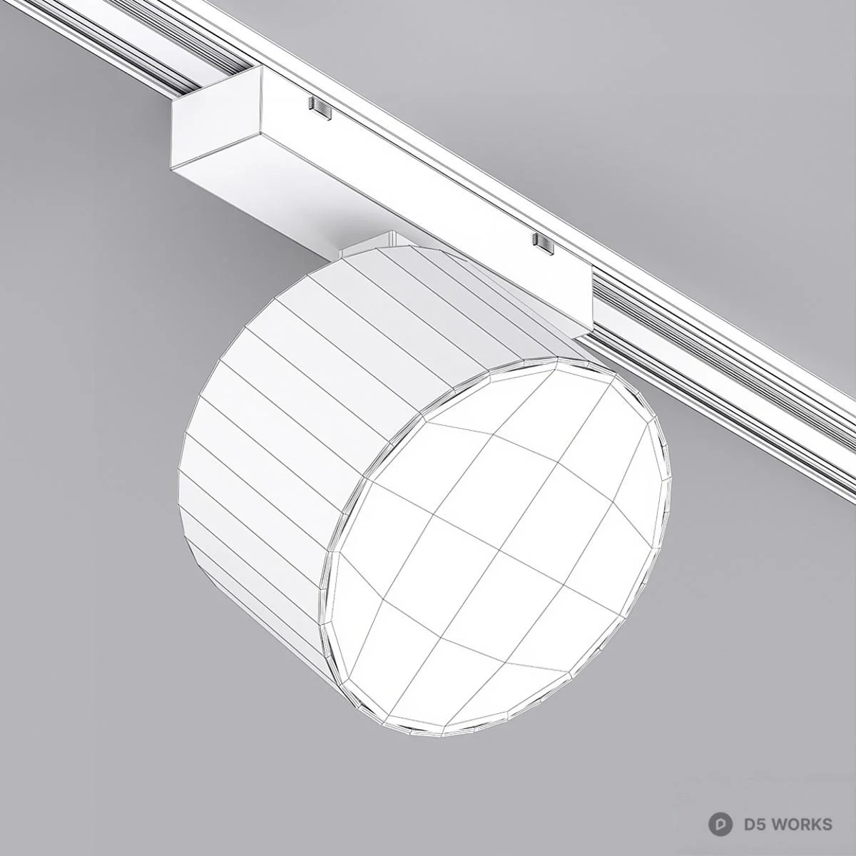 Matte Black Track-Mounted Cylinder Downlight 3d model thumbnail 2