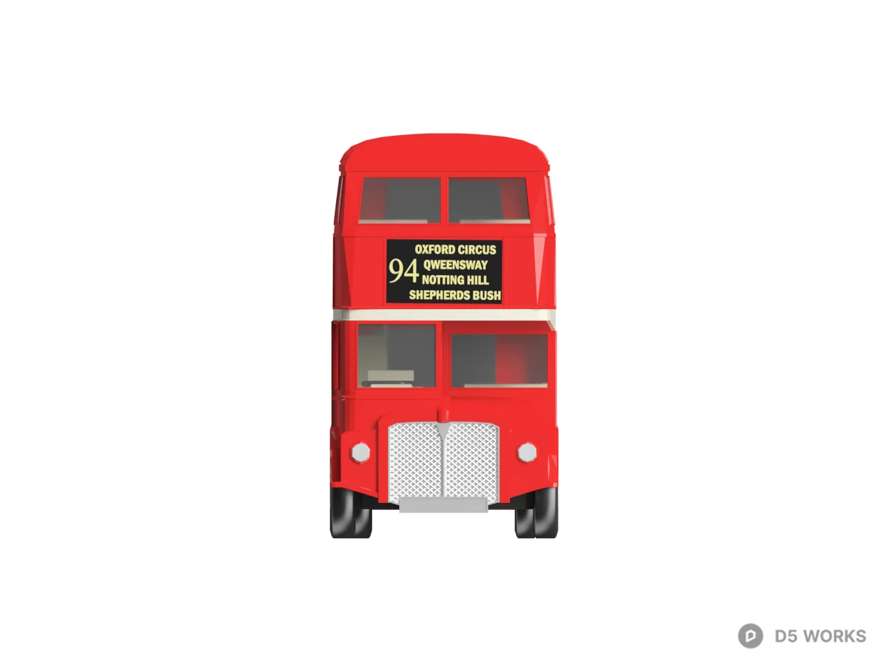 Red Double Decker Bus Toy 3d model thumbnail 2