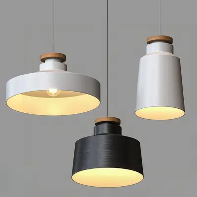 Minimalist Wood Accent Pendant Lights 3d model