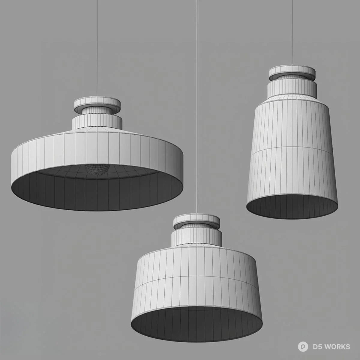 Minimalist Wood Accent Pendant Lights 3d model thumbnail 2