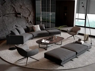 Italian Sofa & Side Table Set 3d model