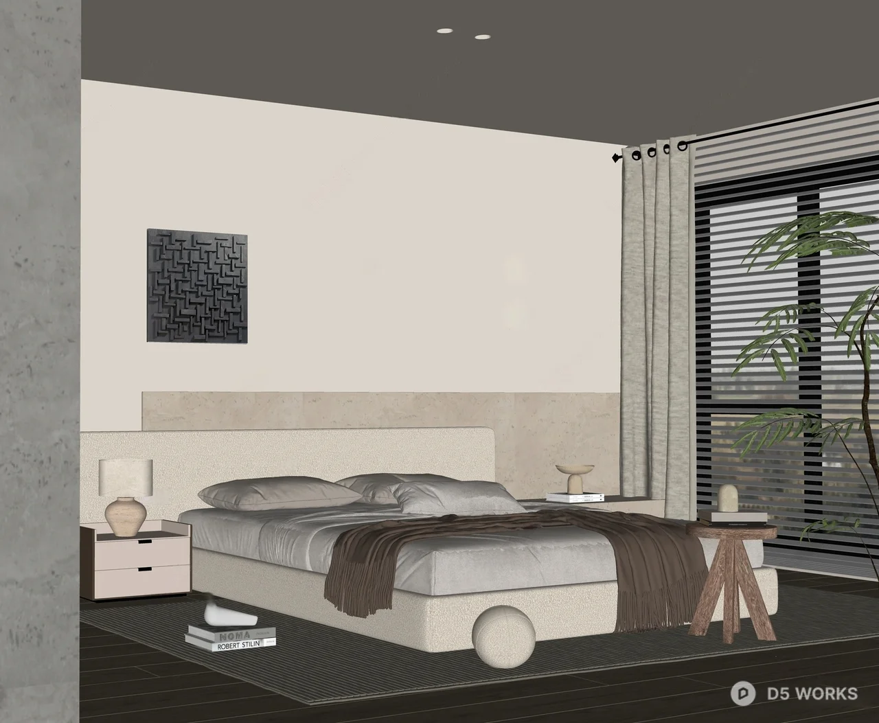Minimalist Bedroom with Ambient Lighting 3d model thumbnail 2
