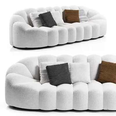 Textured Modular Sofa Set 3d model