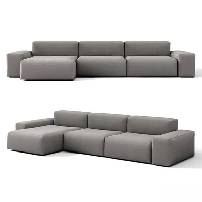 Modular Gray Fabric Sectional Sofa 3d model