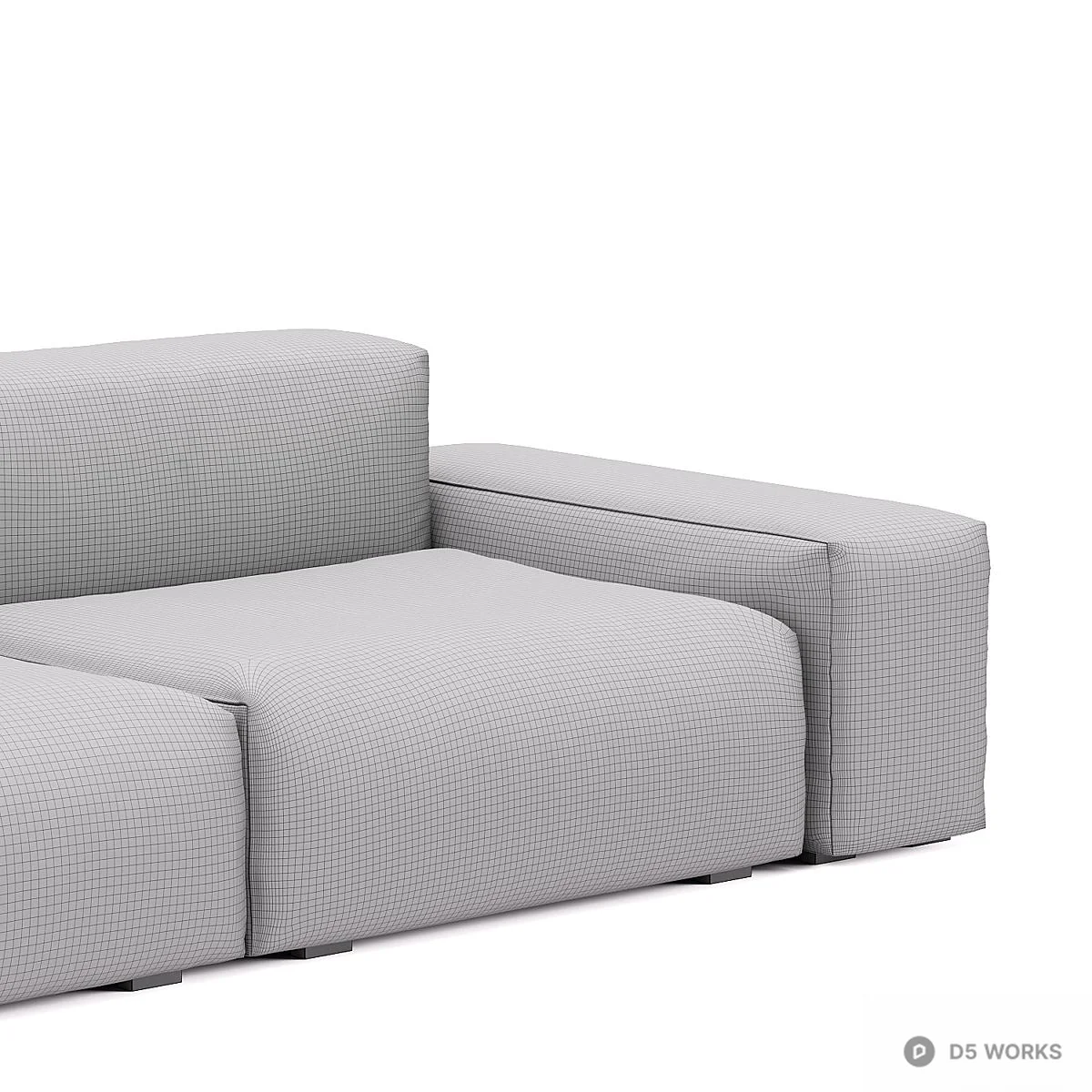 Modular Gray Fabric Sectional Sofa 3d model thumbnail 3