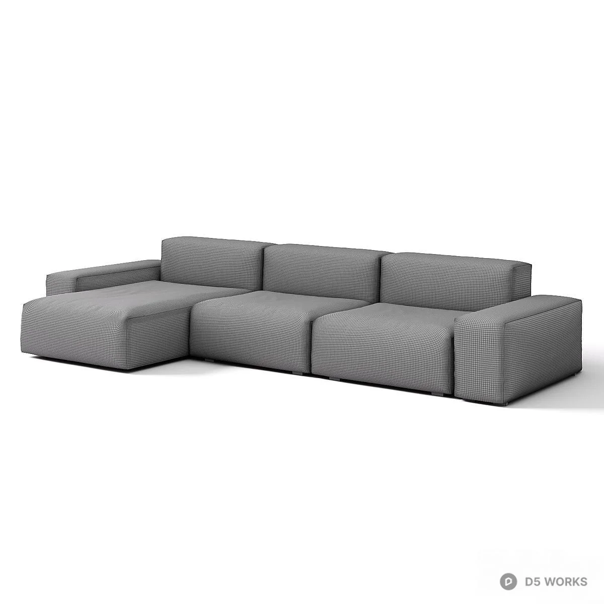 Modular Gray Fabric Sectional Sofa 3d model thumbnail 2