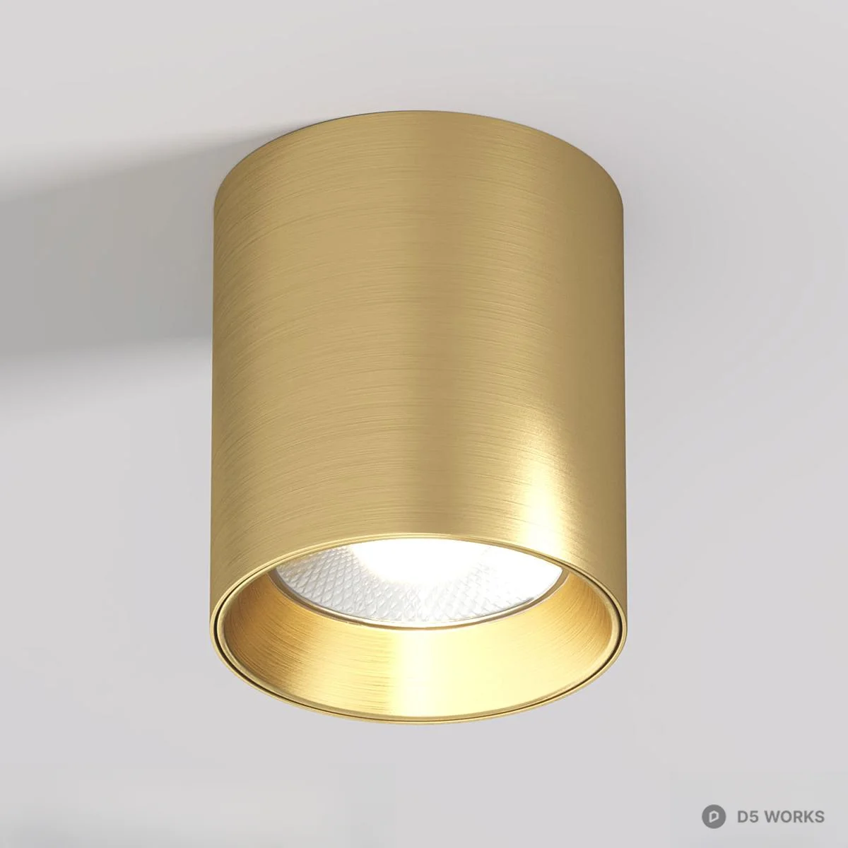 Brushed Gold And Gunmetal Cylindrical Downlight 3d model thumbnail 3