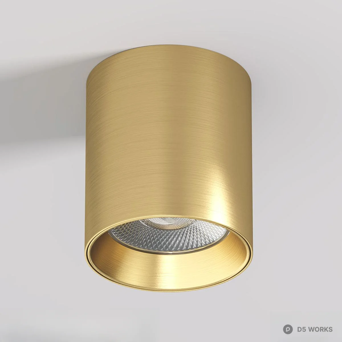 Brushed Gold And Gunmetal Cylindrical Downlight 3d model thumbnail 2