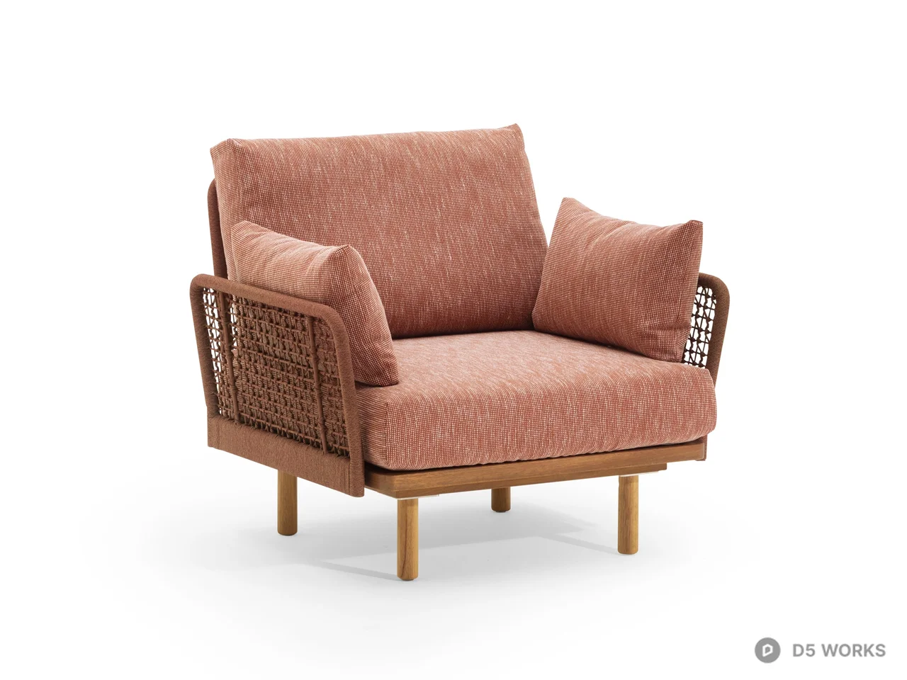 Woven Armrest Single Sofa 3d model - Image 1