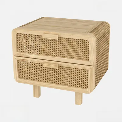 Rattan Woven Bedside Cabinet 3d model