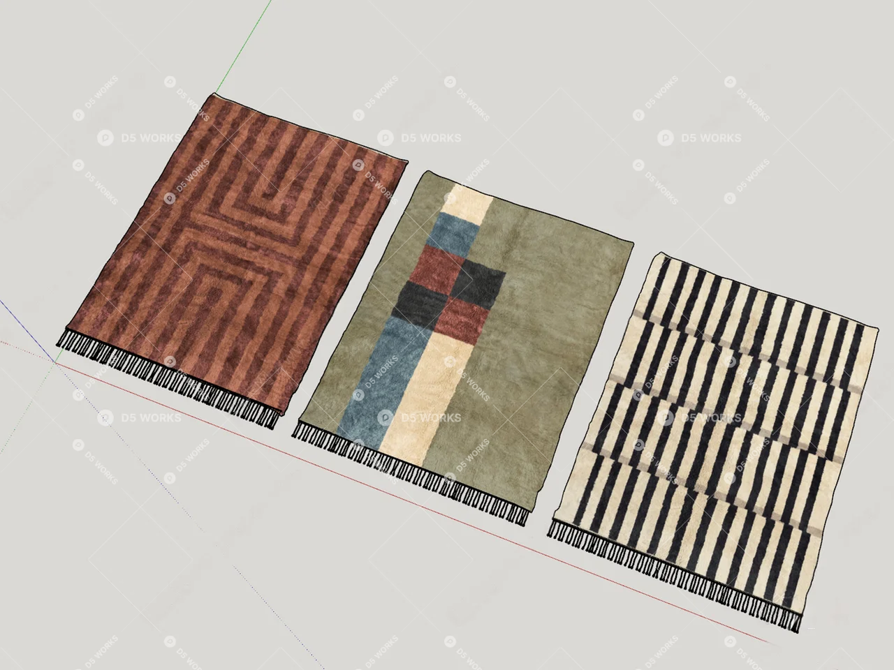 Mid-Century Modern Carpet 3d model thumbnail 2