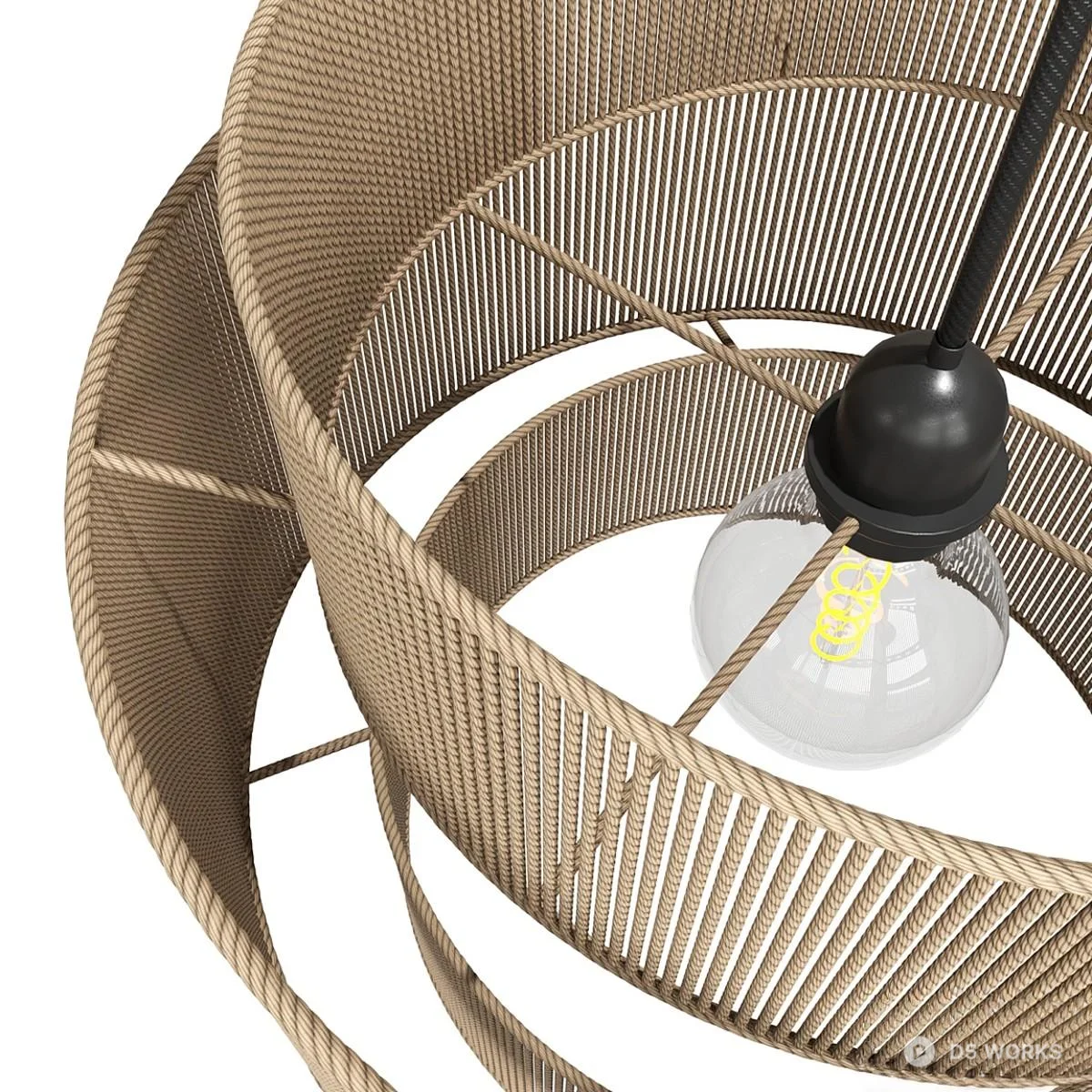 Woven Rattan Pendant Lamp 3d model thumbnail 2