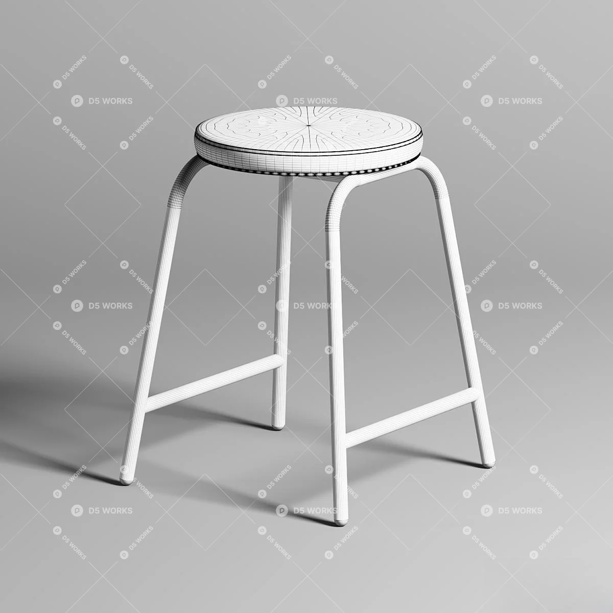 Scandinavian Sitting Stool 3d model thumbnail 2