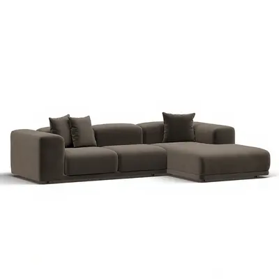Modular Sectional Sofa In Dark Brown Fabric 3d model