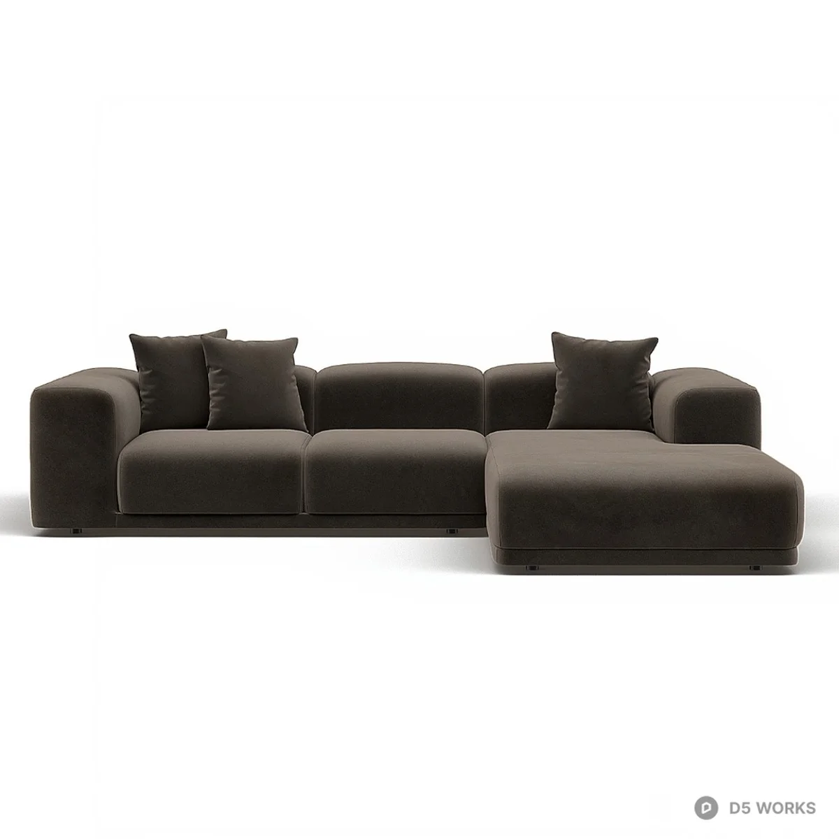 Modular Sectional Sofa In Dark Brown Fabric 3d model thumbnail 2