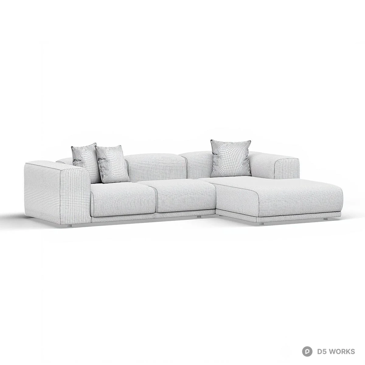 Modular Sectional Sofa In Dark Brown Fabric 3d model thumbnail 5