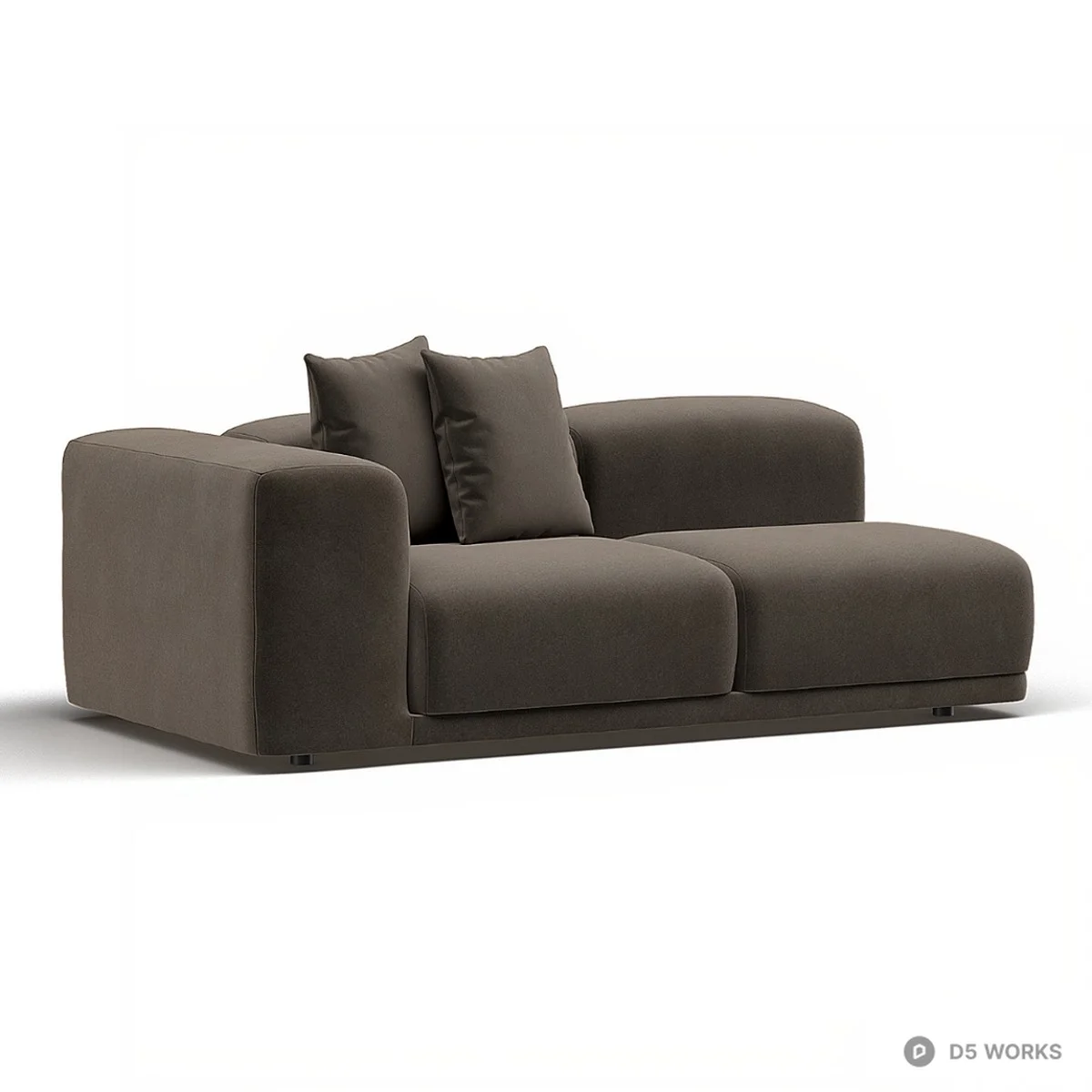 Modular Sectional Sofa In Dark Brown Fabric 3d model thumbnail 3